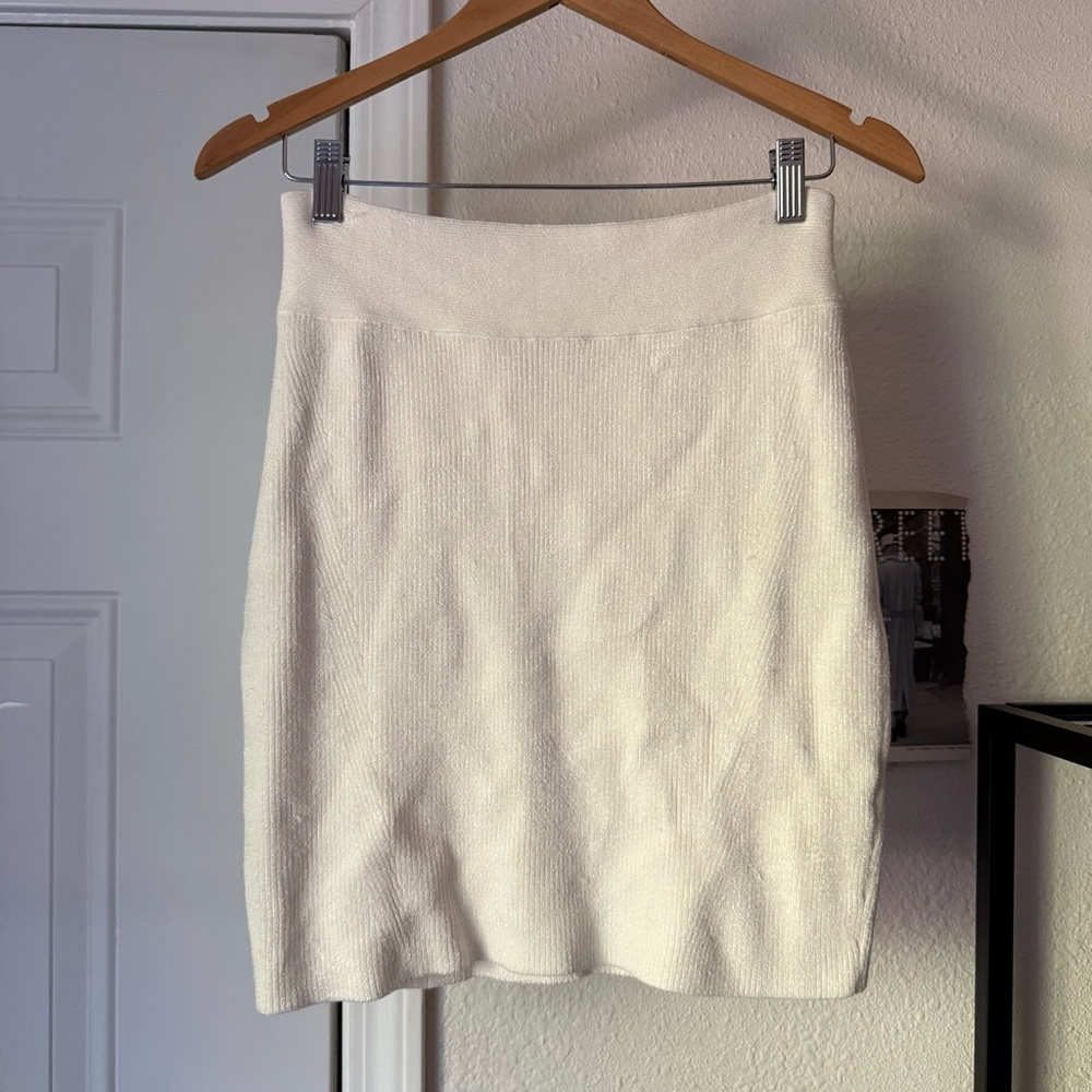 GALVAN LONDON‎ cream ivory chunky knit bandage bodycon mini pull on skirt